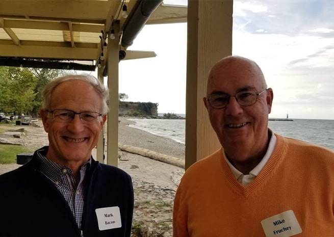 mark bacon and mike fruchey smile during 2019 clambake